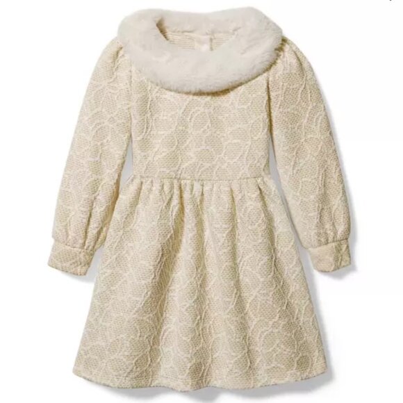Janie and Jack Metallic Faux Fur Collar Dress - Picture 1 of 6